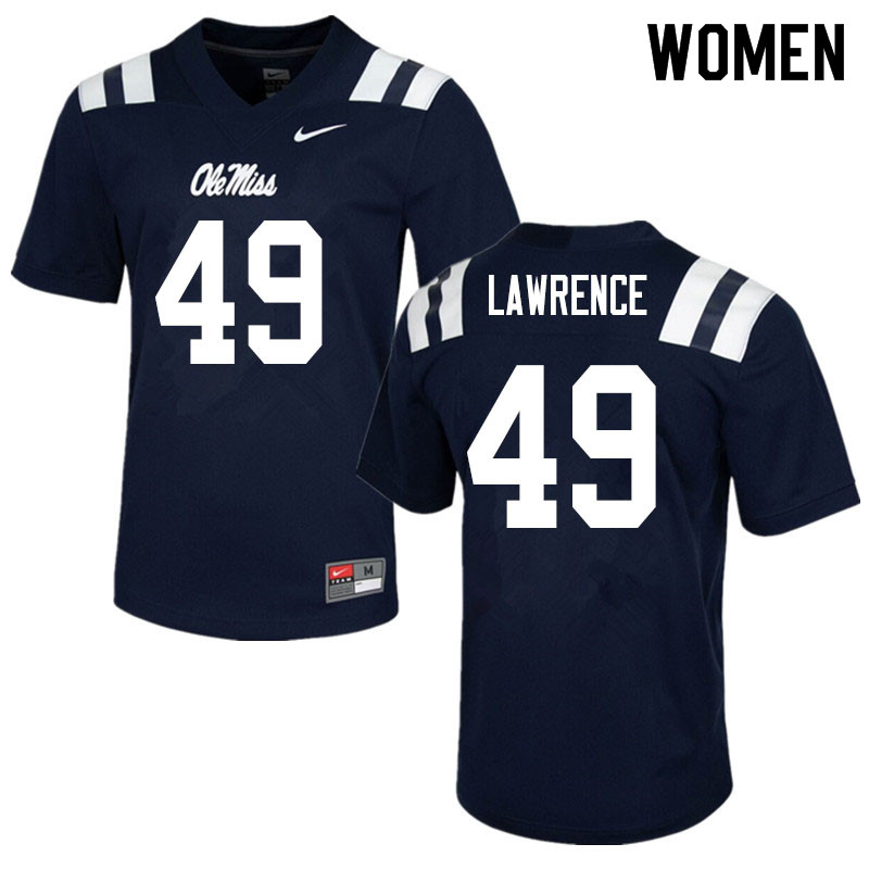 Jared Lawrence Ole Miss Rebels NCAA Women's Navy #49 Stitched Limited College Football Jersey LVX4558LG